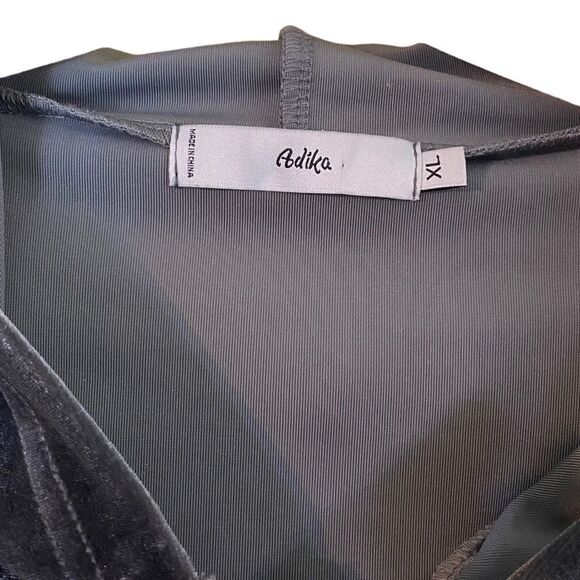 Adika Gambino Gray Zip-Up Velvet Crop Top Hoodie Size XL - Picture 7 of 12